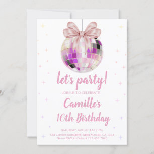 Disco Ball Birthday  Invitation