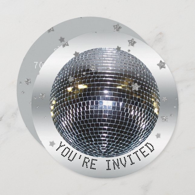 Disco Ball Birthday Party Disco Dance Party Circle Invitation (Front/Back)