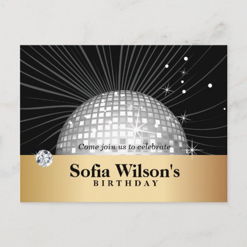 disco ball birthday Postcard invitation