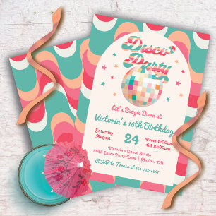 Disco Ball Birthday Retro Dance Party Invitation