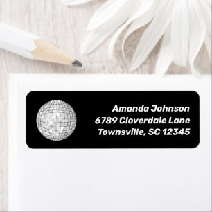 Disco Ball Black Return Address Label