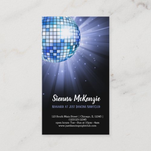 Disco ball blue business card