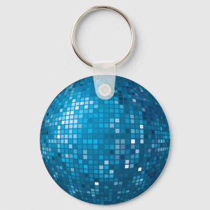 Disco Ball Blue Keychain