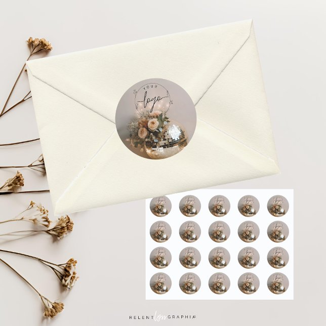 Disco Ball | Boho Florals | Aesthetic Classic Round Sticker (Creator Uploaded)