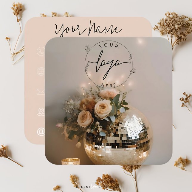 Disco Ball | Boho Florals | Aesthetic  Square Business Card (Creator Uploaded)