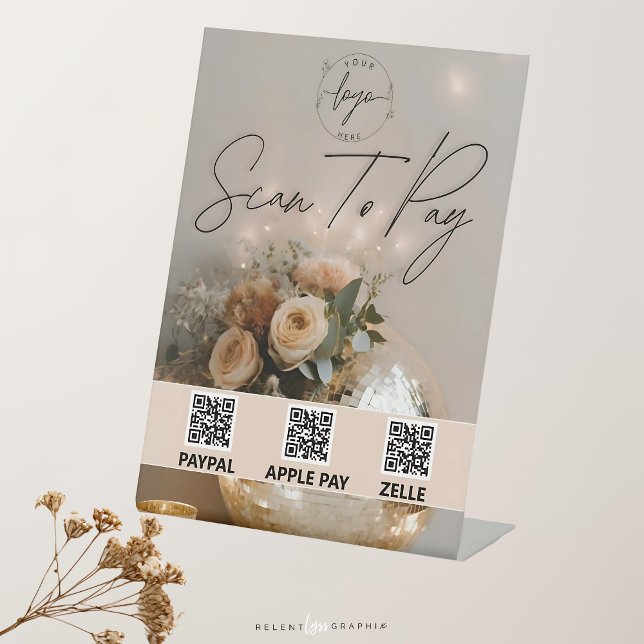 Disco Ball | Boho Florals | QR Code | Payment Sign (Creator Uploaded)