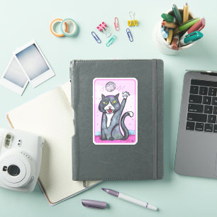 Disco Ball Cat Cheeky Dancing Cartoon Fun Art Sticker