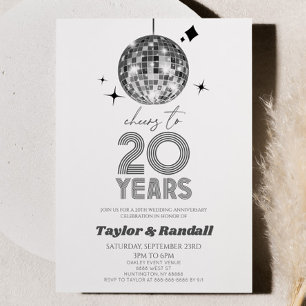 Disco Ball Cheers To 20 Years Wedding Anniversary Invitation