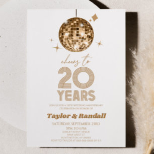 Disco Ball Cheers To 20 Years Wedding Anniversary Invitation