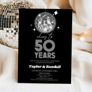 Disco Ball Cheers To 50 Years Wedding Anniversary Invitation