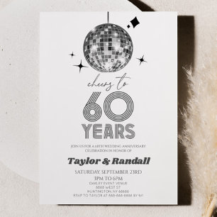 Disco Ball Cheers To 60 Years Wedding Anniversary Invitation