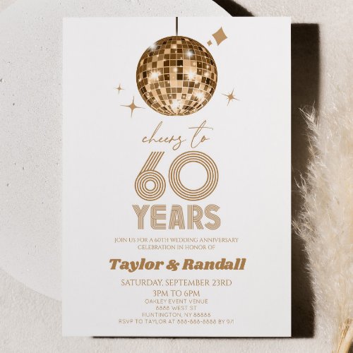 Disco Ball Cheers To 60 Years Wedding Anniversary Invitation