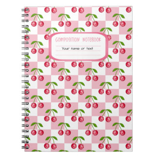 Disco Ball Cherry Checker Pattern Custom Name Notebook