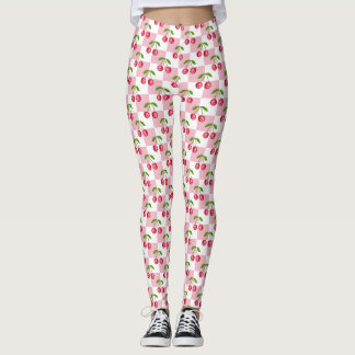Disco Ball Cherry Checker Pattern Leggings