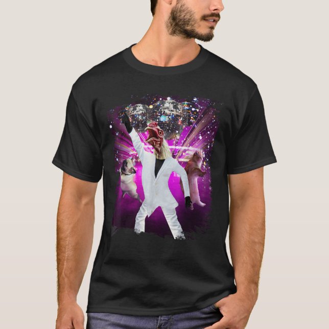 Disco Ball Chicken Dancing Funny T Shirt (Front)