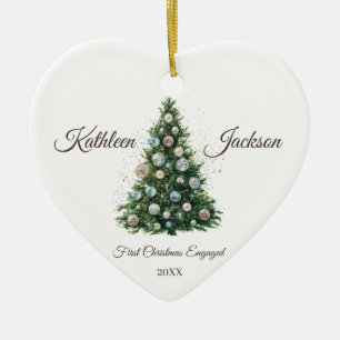 Disco Ball Christmas Tree First Christmas Engaged  Ceramic Ornament