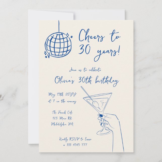 Disco Ball Cocktail Birthday Party invitation (Front)