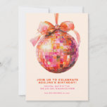 Disco Ball Coquette Bow Birthday Party Invitations<br><div class="desc">Disco Ball Coquette Bow Birthday Party Invitations</div>