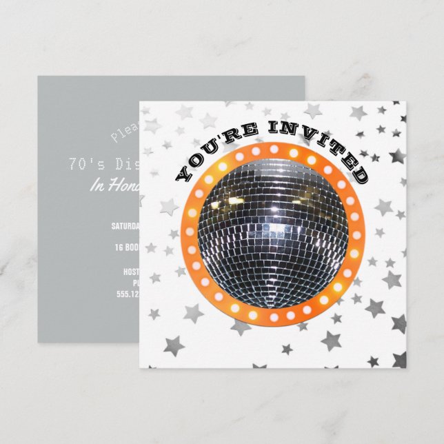 Disco Ball Dance Birthday Party | Retro 70s Disco Invitation (Front/Back)