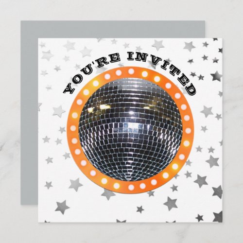 Disco Ball Dance Birthday Party  Retro 70s Disco Invitation