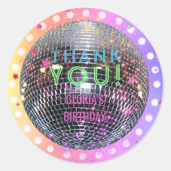 Disco Ball Dance Birthday Retro 70s Disco Party Classic Round Sticker by angela65 at Zazzle