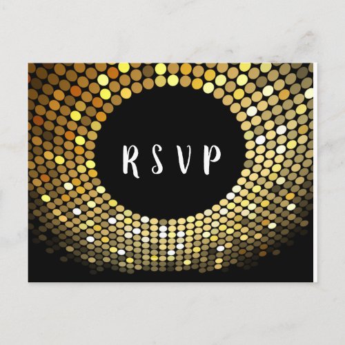 Disco ball dance  gold Postcard RSVP