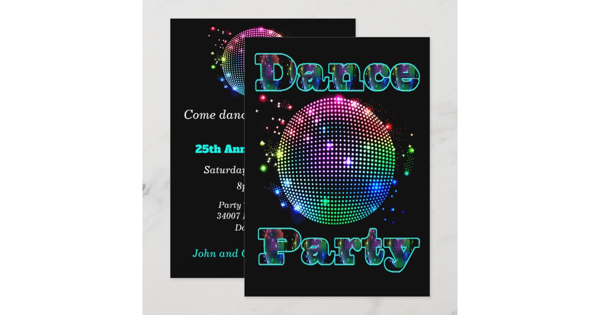 Disco Ball Dance Party Custom Invitation | Zazzle