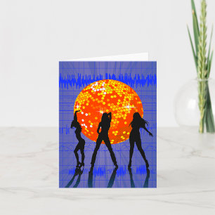 Disco Ball Dance Party Silhouette Card