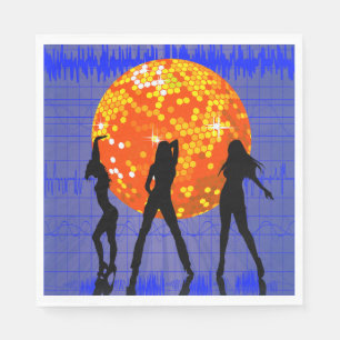 Disco Ball Dance Party Silhouette Napkins