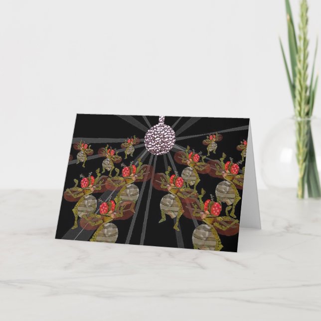 Disco Ball Dancing Fruit Flies Card (Front)