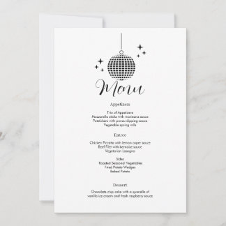 Disco Ball Dinner Menu Invitation