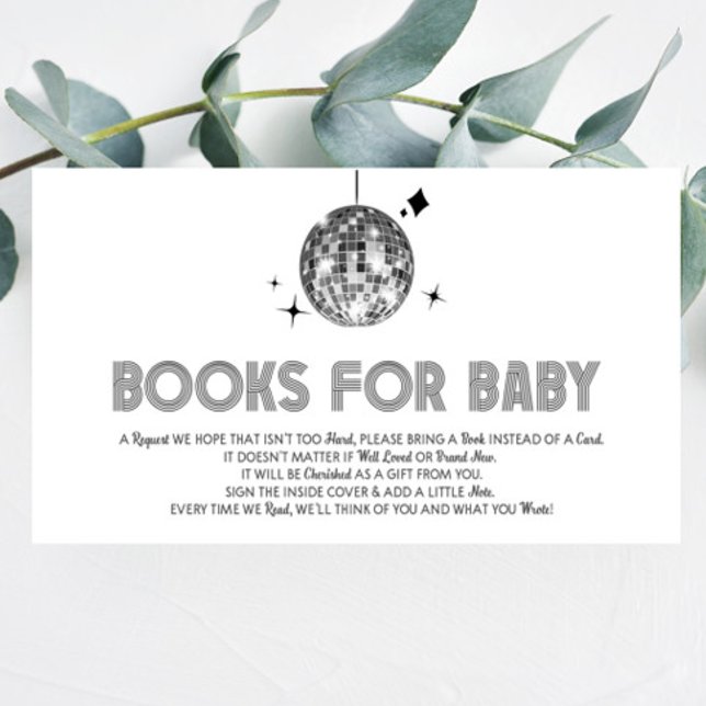 Disco Ball 'Disco Baby' Baby Shower Books For Baby Enclosure Card (Creator Uploaded)