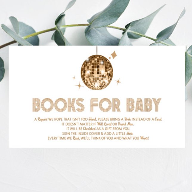 Disco Ball 'Disco Baby' Baby Shower Books For Baby Enclosure Card (Creator Uploaded)