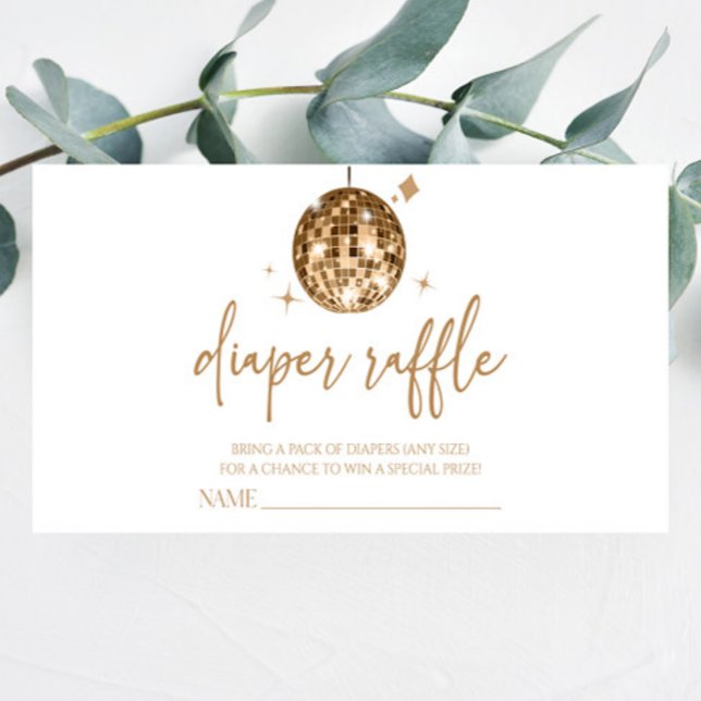 Disco Ball 'Disco Baby' Baby Shower Diaper Raffle Enclosure Card (Creator Uploaded)