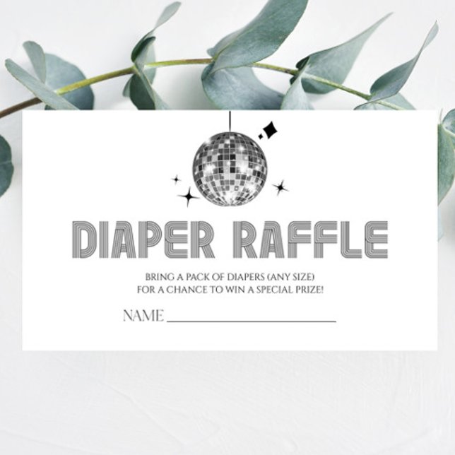 Disco Ball 'Disco Baby' Baby Shower Diaper Raffle Enclosure Card (Creator Uploaded)