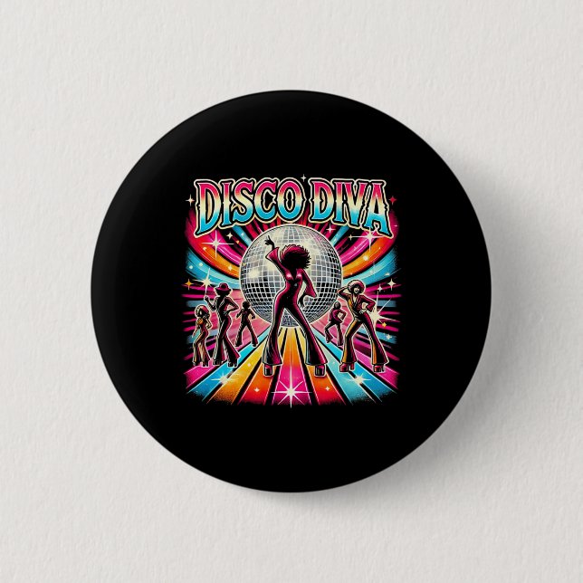 Disco Ball Disco Diva Queen  Button (Front)