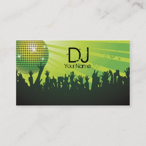 Customizable Disco Ball -DJ Business card-green