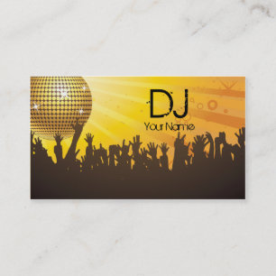 Disco Ball -DJ Business card-yellow Card