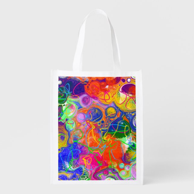 Disco Ball Electricity Fluid Art  Grocery Bag (Front)
