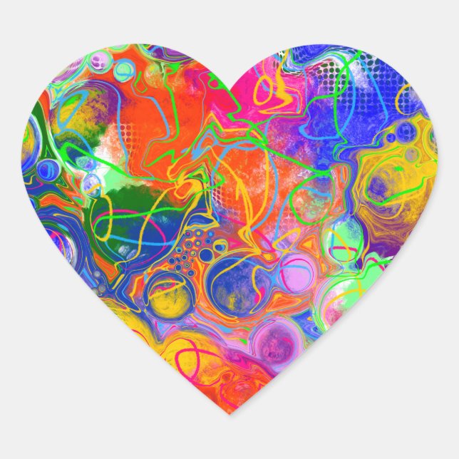 Disco Ball Electricity Fluid Art   Heart Sticker (Front)