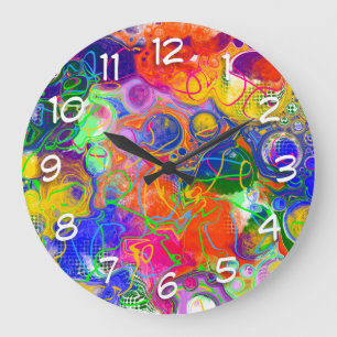 Disco Ball Electricity Fluid Art    Large Clock