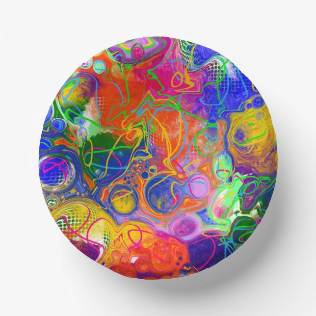 Disco Ball Electricity Fluid Art  Paper Bowls (Front)