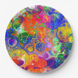 Disco Ball Electricity Fluid Art Paper Plates