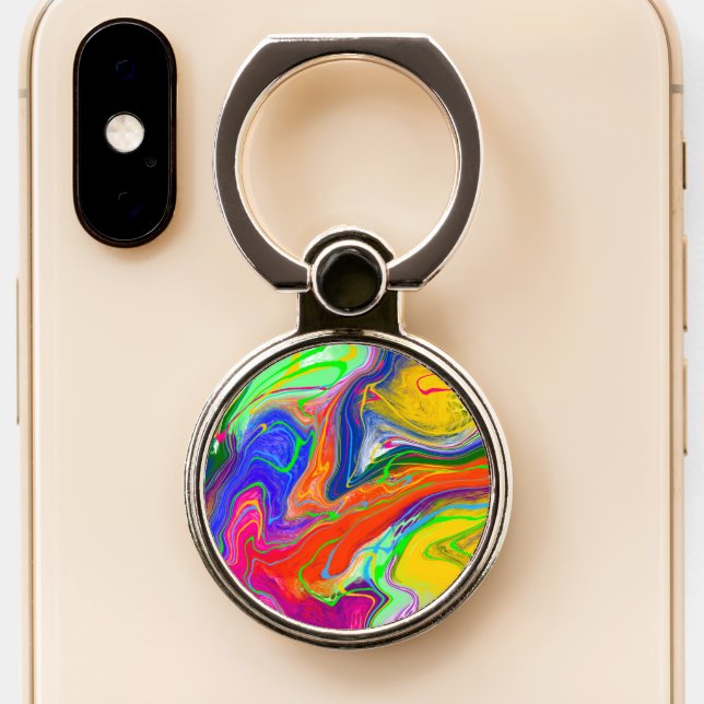 Disco Ball Electricity Fluid Art   Phone Ring Stand (Close Up)