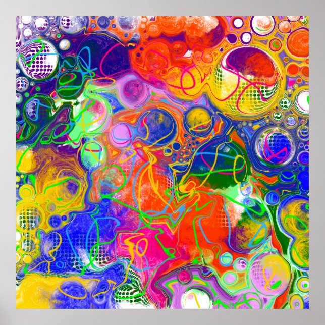 Disco Ball Electricity Fluid Art Poster (Front)