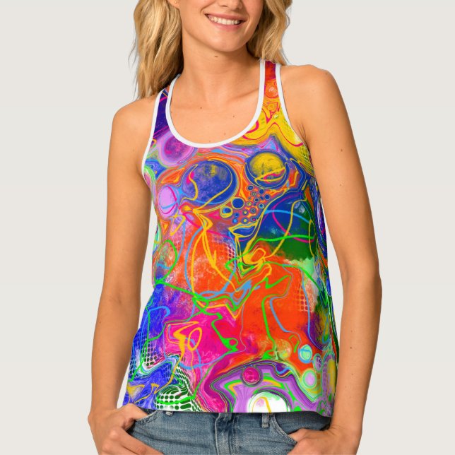 Disco Ball Electricity Fluid Art Tank Top (Front)