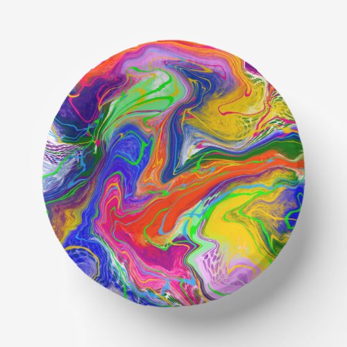 Disco Ball Electricity Marble Fluid Art   Paper Bowls