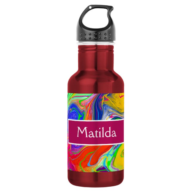 Disco Ball Electricity Marble Fluid Art  Stainless Steel Water Bottle (Front)