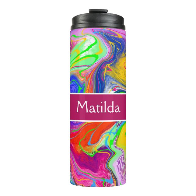 Disco Ball Electricity Marble Fluid Art   Thermal Tumbler (Front)