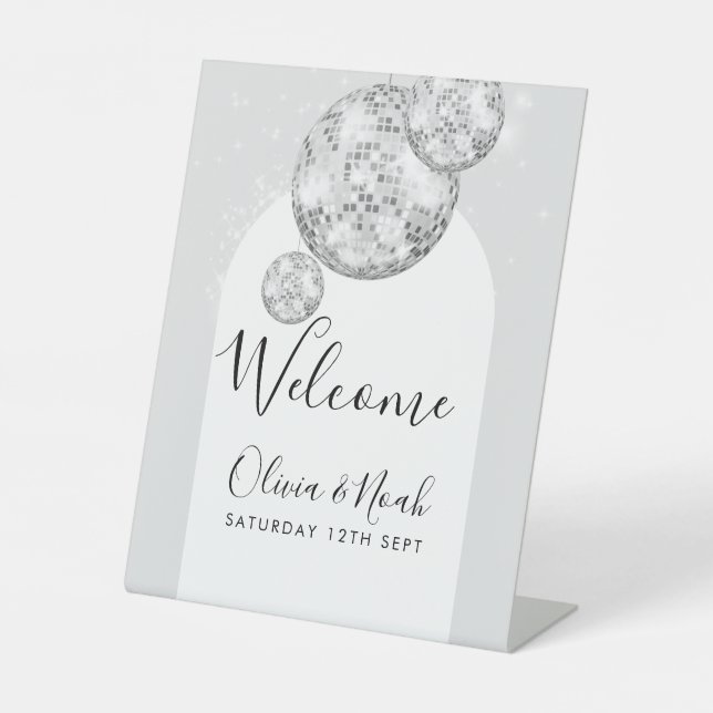 Disco Ball Engagement Party  Pedestal Sign (Front)